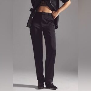 Good American Satin Pants Trousers‎ Black High Rise Size 10